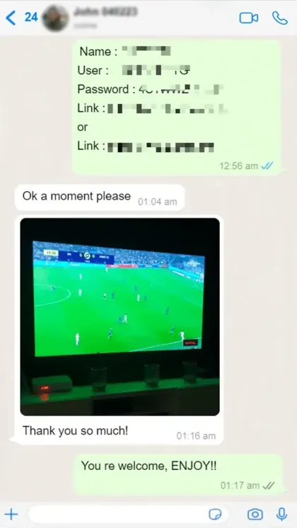 Capture d'un message client sur un abonnement IPTV 3